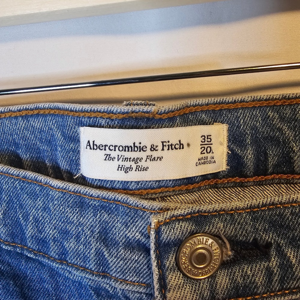 Abercrombie & Fitch The Vintage Flare High Rise Jeans Blue Medium Wash 35/20L - Picture 4 of 7
